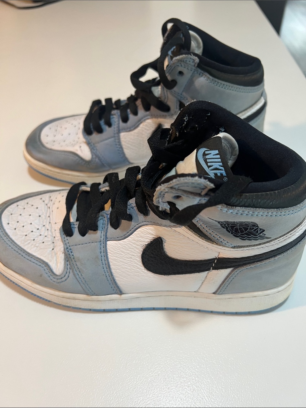 Nike Kids High-Top Sneakers in White, Gray & Black